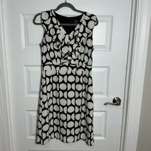 Rafaella Black and White Geometric Midi Dress Size 8